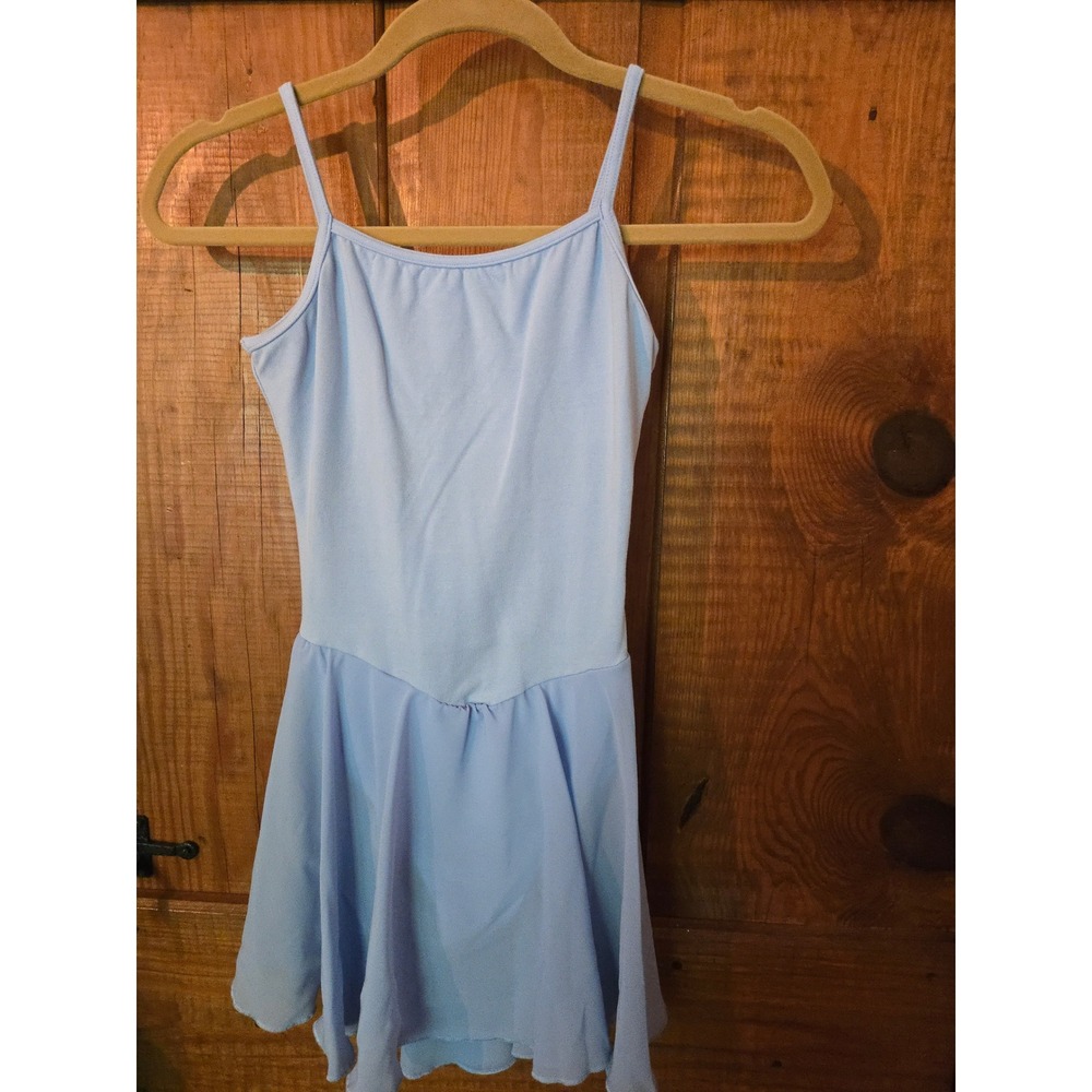 MIRELLA Kids Light Blue Camisole Leotard with Attached Skirt Dance Dress Size M